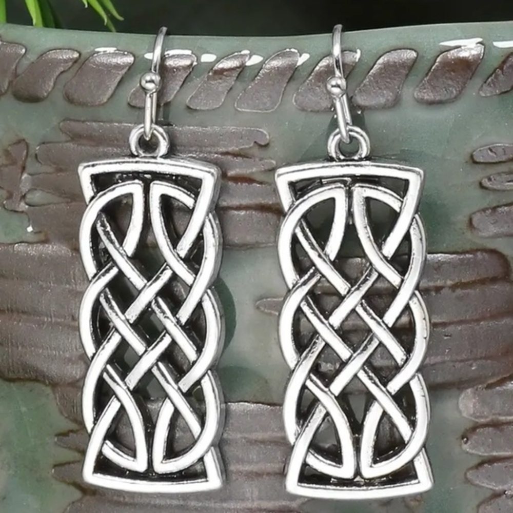 Silver lattice 1.57” L BOHO tribal lightweight dangling hypoallergenic earrings